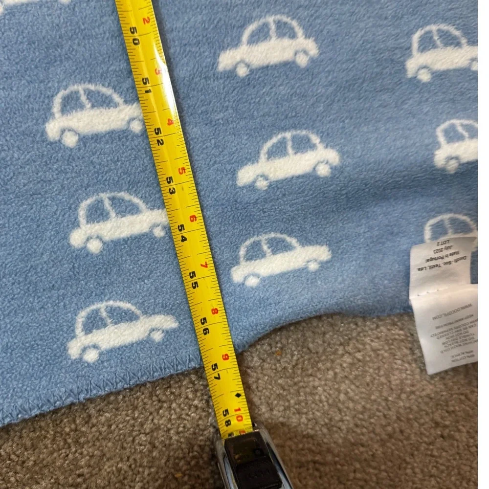Docofil Car Print Baby Blanket Blue White Reversible Cotton Blend Portugal 48x59